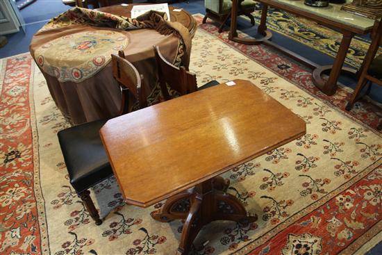 Attributed to A. W. N. Pugin (1812-52). A pair of mid 19th century Reformed Gothic oak pedestal tables, supplied by John Webb, probably